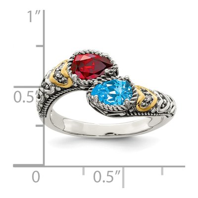 Sterling Silver & 14K Gold Diamond Personalized 2-Stone Mother's Ring – view 6