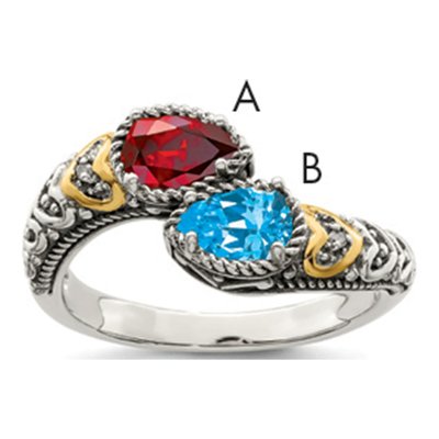 Sterling Silver & 14K Gold Diamond Personalized 2-Stone Mother's Ring