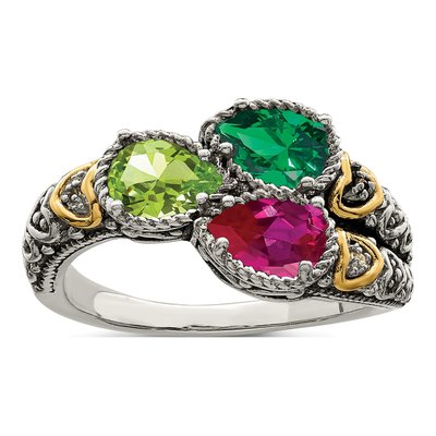 Sterling Silver & 14K Gold Diamond Mother's Ring Semi-Mount – view 2