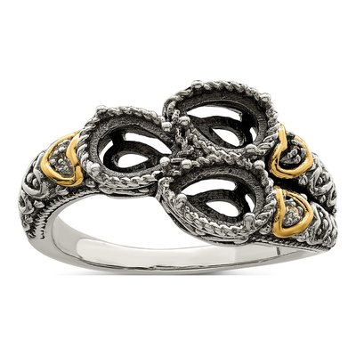 Sterling Silver & 14K Gold Diamond Mother's Ring Semi-Mount – view 8