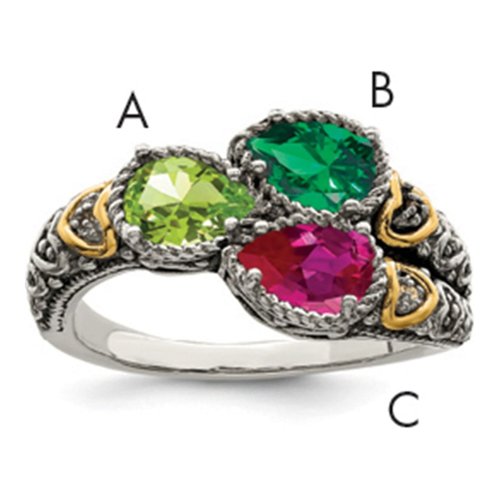 Sterling Silver & 14K Gold Diamond Mother's Ring Semi-Mount