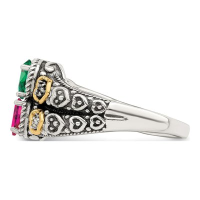 Sterling Silver & 14K Gold Diamond Mother's Ring – view 4