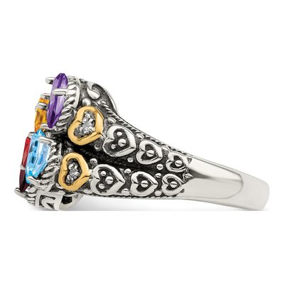 Sterling Silver & 14K Gold Diamond 4-Stone Mother's Ring Semi-Mount – view 4