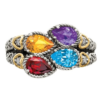 Sterling Silver & 14K Gold Diamond 4-Stone Mother's Ring Semi-Mount – view 5