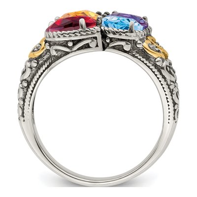 Sterling Silver & 14K Gold Diamond Mother's Ring – view 3