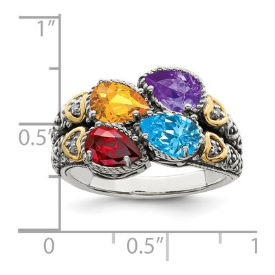 Sterling Silver & 14K Gold Diamond Mother's Ring – view 6