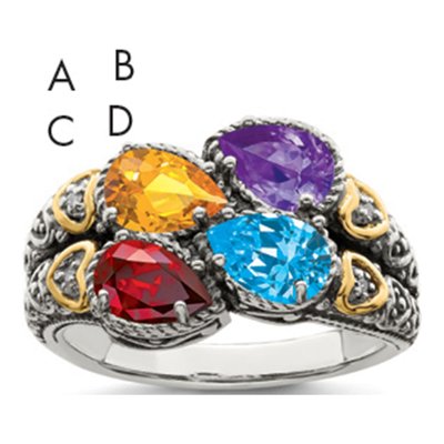 Sterling Silver & 14K Gold Diamond Mother's Ring