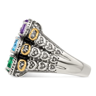 Sterling Silver & 14K Gold Diamond Mother's Ring Semi-Mount – view 4