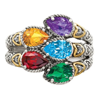 Sterling Silver & 14K Gold Diamond Mother's Ring Semi-Mount – view 5