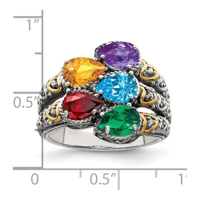 Sterling Silver & 14K Gold Diamond Mother's Ring Semi-Mount – view 7