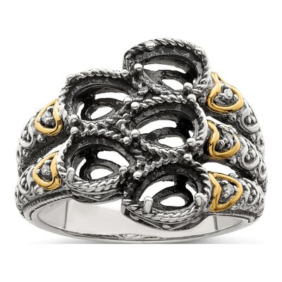 Sterling Silver & 14K Gold Diamond Mother's Ring Semi-Mount – view 8