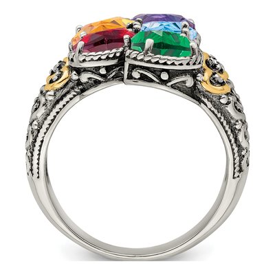 Sterling Silver & 14K Gold Diamond Mother's Ring – view 3