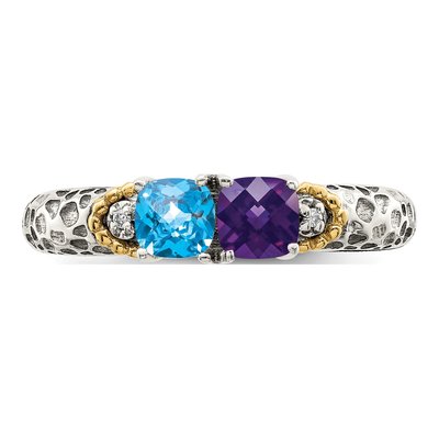 Sterling Silver & 14K Gold Diamond Mother's Ring Semi-Mount – view 5