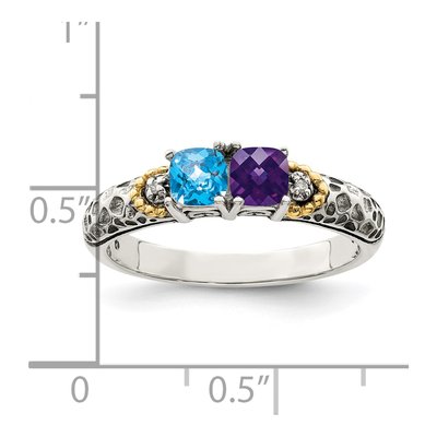 Sterling Silver & 14K Gold Diamond Mother's Ring Semi-Mount – view 7