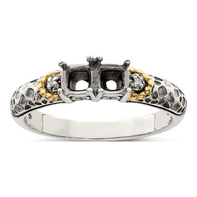 Sterling Silver & 14K Gold Diamond Mother's Ring Semi-Mount – view 8