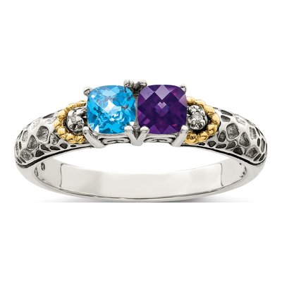 Sterling Silver & 14K Gold Diamond Mother's Ring – view 2