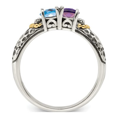 Sterling Silver & 14K Gold Diamond Mother's Ring – view 3