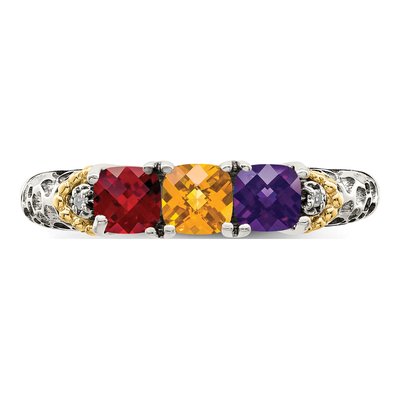 Sterling Silver & 14K Gold Diamond Mother's Ring Semi-Mount – view 4