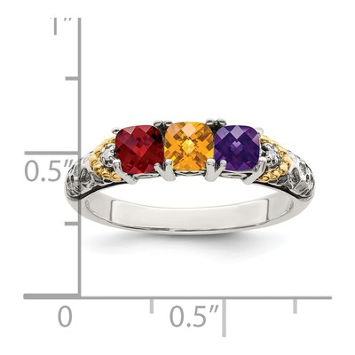 Sterling Silver & 14K Gold Diamond Mother's Ring – view 6