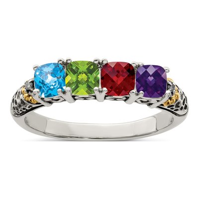 Sterling Silver & 14K Gold Diamond Mother's Ring Semi-Mount – view 2