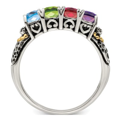 Sterling Silver & 14K Gold Diamond Mother's Ring – view 3