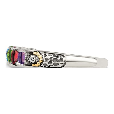 Sterling Silver & 14K Gold Diamond Mother's Ring – view 4