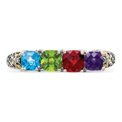 Sterling Silver & 14K Gold Diamond Mother's Ring – view 5