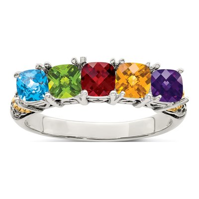 Sterling Silver & 14K Gold Diamond Mother's Ring Semi-Mount – view 2