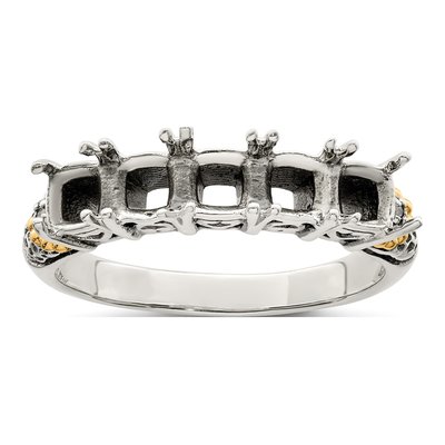 Sterling Silver & 14K Gold Diamond Mother's Ring Semi-Mount – view 7