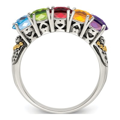 Sterling Silver & 14K Gold Diamond Mother's Ring – view 3