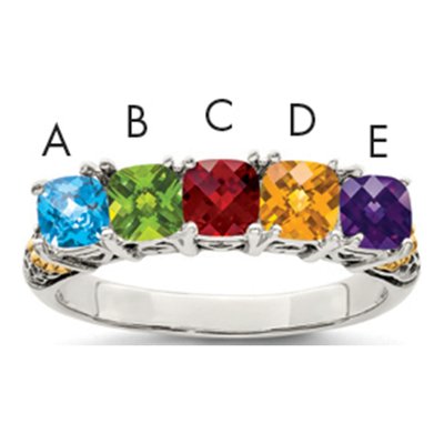 Sterling Silver & 14K Gold Diamond Mother's Ring