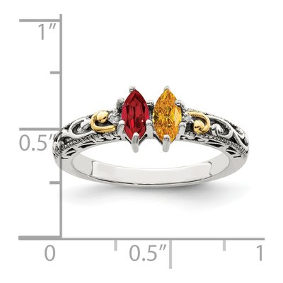 Sterling Silver & 14K Gold Diamond Mother's Ring Semi-Mount – view 7