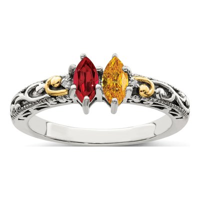 Sterling Silver & 14K Gold Diamond Mother's Ring – view 2