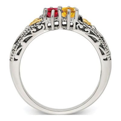 Sterling Silver & 14K Gold Diamond Mother's Ring – view 3