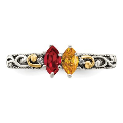 Sterling Silver & 14K Gold Diamond Mother's Ring – view 5