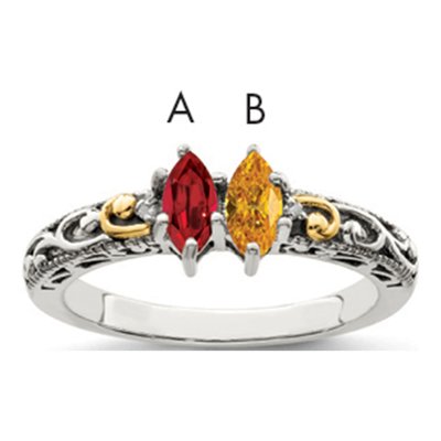 Sterling Silver & 14K Gold Diamond Mother's Ring