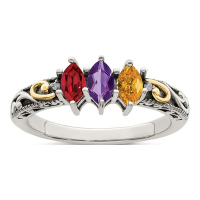 Sterling Silver & 14K Gold Diamond Mother's Ring Semi-Mount – view 2