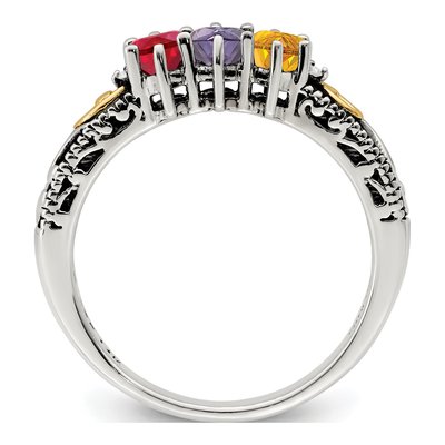 Sterling Silver & 14K Gold Diamond Mother's Ring Semi-Mount – view 3