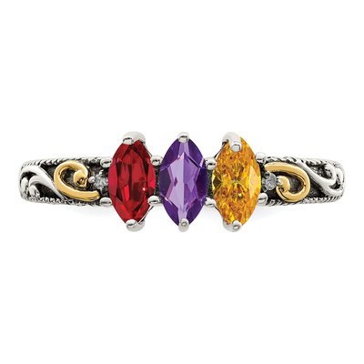 Sterling Silver & 14K Gold Diamond Mother's Ring Semi-Mount – view 5