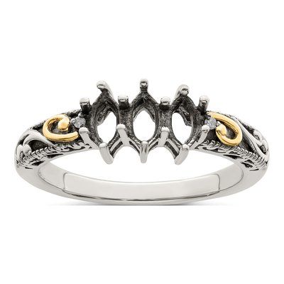Sterling Silver & 14K Gold Diamond Mother's Ring Semi-Mount – view 8