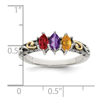 Sterling Silver & 14K Gold Diamond Mother's Ring – view 6