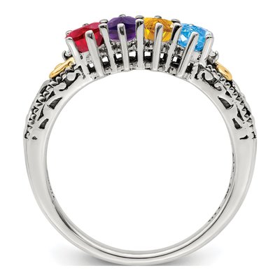 Sterling Silver & 14K Gold Diamond Mother's Ring Semi-Mount – view 3