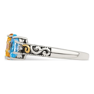 Sterling Silver & 14K Gold Diamond Mother's Ring Semi-Mount – view 4