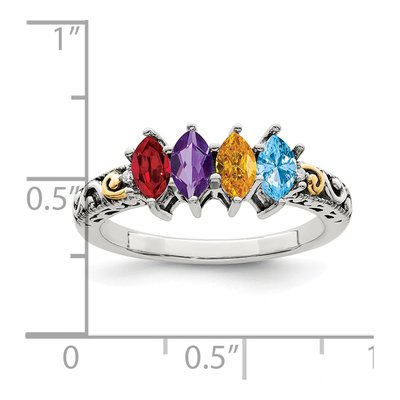 Sterling Silver & 14K Gold Diamond Mother's Ring Semi-Mount – view 7