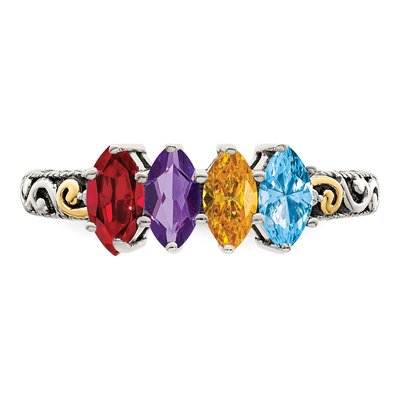 Sterling Silver & 14K Gold Diamond Personalized Mother's Ring – view 5