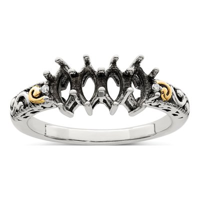 Sterling Silver & 14K Gold Diamond Personalized Mother's Ring – view 8