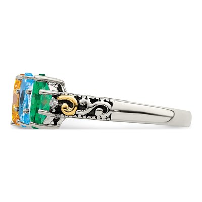 Sterling Silver & 14K Gold Diamond Mother's Ring – view 4
