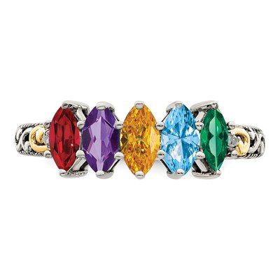 Sterling Silver & 14K Gold Diamond Mother's Ring – view 5