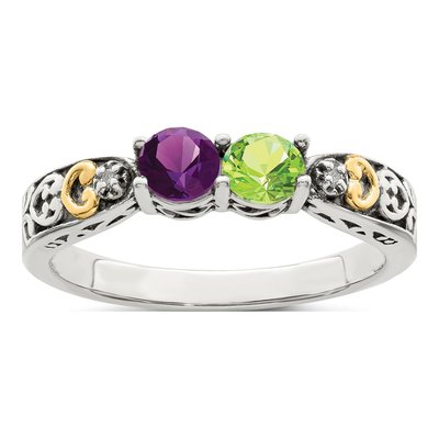 Sterling Silver & 14K Gold Diamond Mother's Ring Semi-Mount – view 2