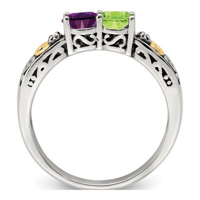 Sterling Silver & 14K Gold Diamond Mother's Ring Semi-Mount – view 3